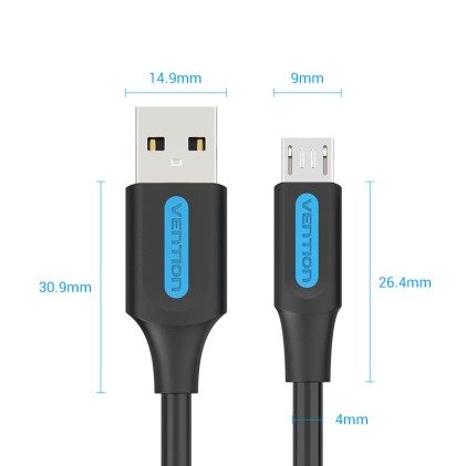 Vention COLBI cavo USB USB 2.0 3 m USB A Micro-USB B Nero, Argento