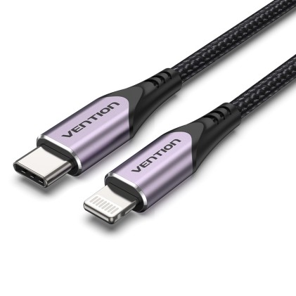 Vention TACVF cavo per cellulare Nero, Viola 1 m USB C Lightning