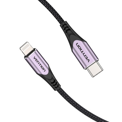 Vention TACVF cavo per cellulare Nero, Viola 1 m USB C Lightning
