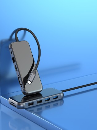 Vention TFGHB replicatore di porte e docking station per laptop Cablato USB 3.2 Gen 1 (3.1 Gen 1) Type-C Grigio, Argento