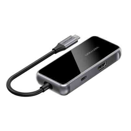 Vention TFMHB replicatore di porte e docking station per laptop Cablato USB 3.2 Gen 1 (3.1 Gen 1) Type-C Nero, Argento