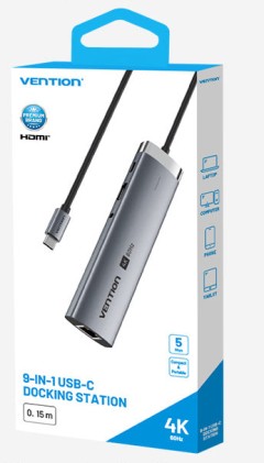 Vention TGVHB hub di interfaccia USB tipo-C 5000 Mbit/s Grigio
