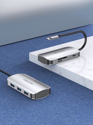 Vention TNHHB hub di interfaccia USB tipo-C 5000 Mbit/s Grigio