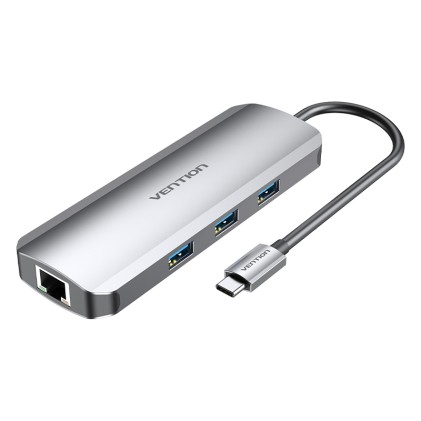 Vention TOLHB replicatore di porte e docking station per laptop Cablato USB 3.2 Gen 1 (3.1 Gen 1) Type-C Argento