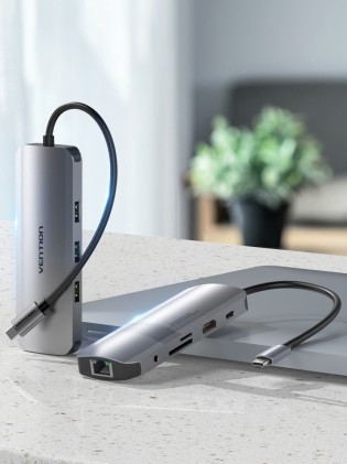 Vention TOLHB replicatore di porte e docking station per laptop Cablato USB 3.2 Gen 1 (3.1 Gen 1) Type-C Argento