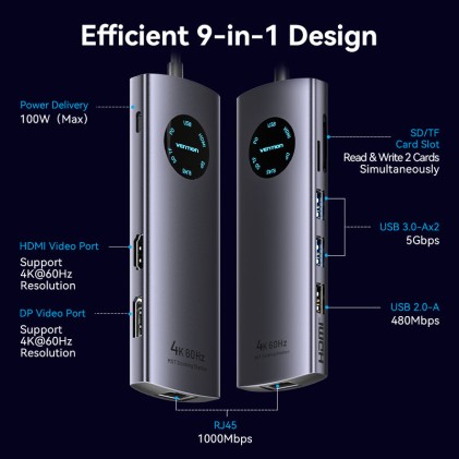 Vention TQUHB docking station per unit&agrave; di archiviazione Grigio