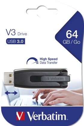 Verbatim Pen Disk 64Gb Usb3.0 Storengo V3 Drive Black