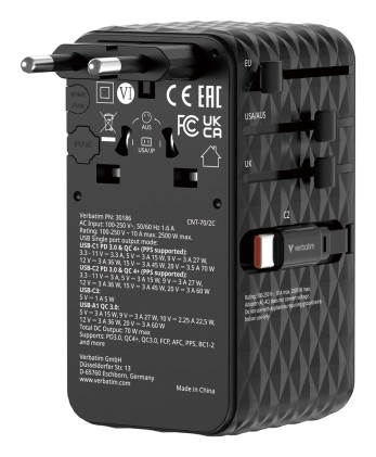 Verbatim 30186 Travel adapter Charge &rsquo;n&rsquo; Travel