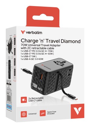 Verbatim 30186 Travel adapter Charge &rsquo;n&rsquo; Travel