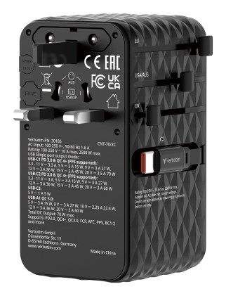 Verbatim 30186 Travel adapter Charge &rsquo;n&rsquo; Travel