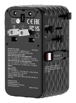 Verbatim 30186 Travel adapter Charge &rsquo;n&rsquo; Travel