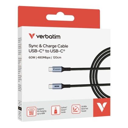 Verbatim Cavo Sync  Charge Usb C To Usb C 60W 120 Cm