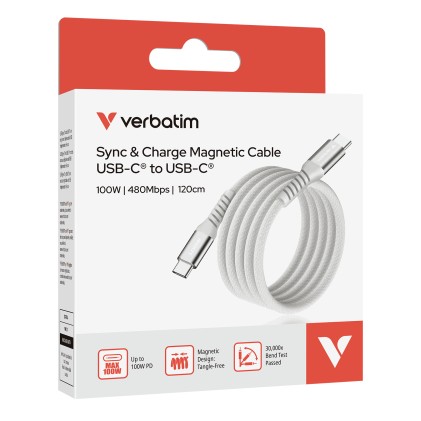 Verbatim Cavo Magnetico Sync  Charge Usb C To Usb C 100W Magnetic 120 Cm Grigio