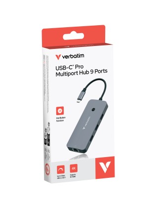 Verbatim CMH-09 USB tipo-C 10000 Mbit/s Argento