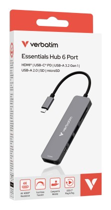 Verbatim 32156 hub di interfaccia USB 3.2 Gen 1 (3.1 Gen 1) Type-C 5000 Mbit/s Grigio
