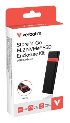 Verbatim 32261 contenitore di unit&agrave; di archiviazione Box esterno SSD Nero, Rosso M.2 Alimentazione USB