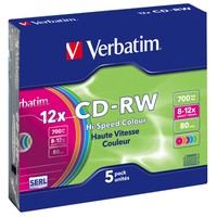 CD-RW Verbatim 700MB 5pcs Pack 12x SlimCase colour retail