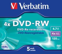 DVD-RW Verbatim 4,7GB 5pcs Jew DL-Plus 4x