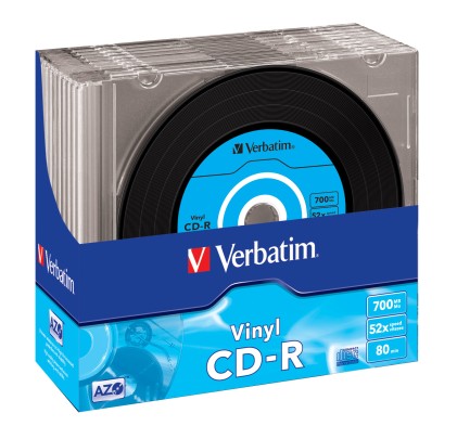 VERBATIM CD-R 80 min. / 700 MB 52x 10-pack slim jewelcase DataLife Plus, vinyl surface, 2x5 colors