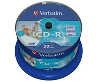 VERBATIM inkjet printable CD-R 80 min. / 700MB 52x 50-pack spindle white fullsize surface