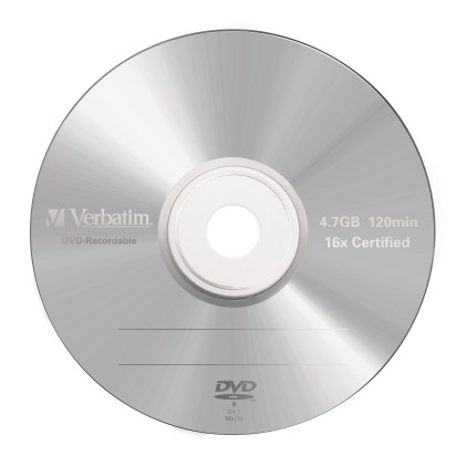 VERBATIM DVD-R 120 min. / 4.7GB 16x 5-pack jewelcase DataLife Plus, scratch resistant surface