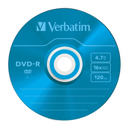 VERBATIM DVD-R 120 min. / 4.7GB 16x 5-pack slim jewelcase DataLife Plus, color surface