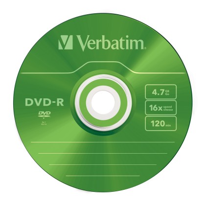 VERBATIM DVD-R 120 min. / 4.7GB 16x 5-pack slim jewelcase DataLife Plus, color surface