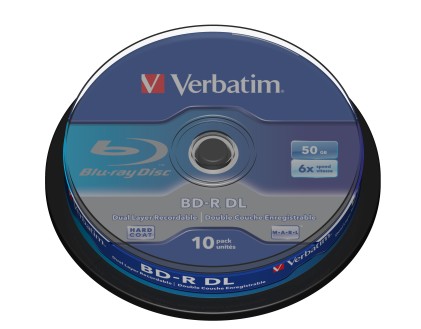 VERBATIM 10x BD-R Dual Layer 50GB 6X white blue surface hard coat Spindle
