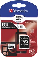 SD MicroSD Card 8GB Verbatim SDHC class 10 Adapter