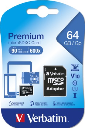 Verbatim Micro Sdxc Card 64Gb Class 10 Inc Adapter