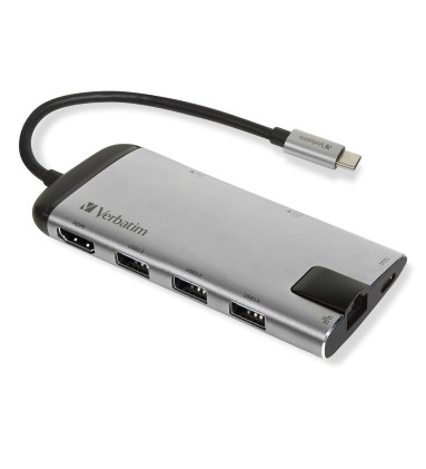 Verbatim 16102510 replicatore di porte e docking station per laptop Cablato USB 3.2 Gen 1 (3.1 Gen 1) Type-C Nero, Argento