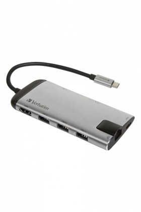 Verbatim 16102510 replicatore di porte e docking station per laptop Cablato USB 3.2 Gen 1 (3.1 Gen 1) Type-C Nero, Argento