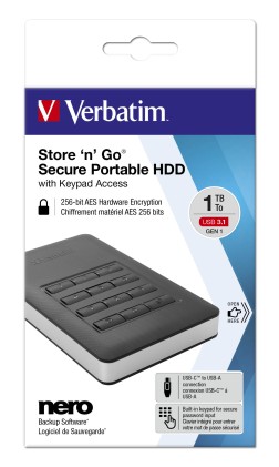 Verbatim Hdd Ext 1Tb Usb3.1 Gen1 Storengo Crittografato Accesso Con Tastierino Numerico Aes 256Bit