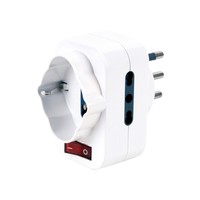 Adattatore Tripolare Vultech AT-05 16A Con Testina Rotante e Tasto On/Off