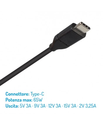 Vultech Alimentatore Universale Per Notebook 65W Type-C
