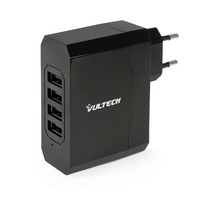 Caricatore Adattatore Universale Vultech CC-048N 4 Porte Usb 4,8A Nero