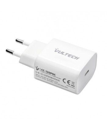 VULTECH CARICATORE ADATTATORE UNIVERSALE 1 PORTA TYPE-C PD20 QC 3.0 20W BIANCO