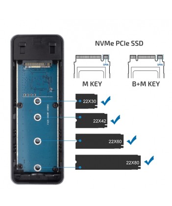 Vultech Box Esterno Per Ssd M.2 Pci-Ex Nvme Gs-Nvmetc Type-C Usb 3.1 Gen 2