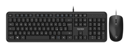 Vultech Tastiera E Mouse Bundle, Con Filo Usb, 2000Dpi