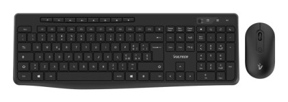Vultech Tastiera E Mouse Bundle, Wireless Low Profile, Tasti Funzionali, 1600Dpi Regolabili 2,4Ghz