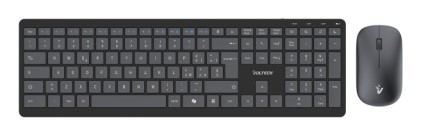 Vultech Tastiera E Mouse Bundle, Wireless Low Profile A Forbice, Tasti Funzionali, 2000Dpi Regolabil