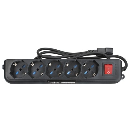 Vultech Multipresa Bipasso 5 Posti Per Ups, Iec14, Tasto On/Off