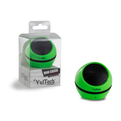 Mini cassa Vultech SP-205V Verde Autoalimentata Aux 3.5mm