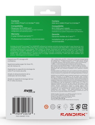 SanDisk Green WD SN3000 NVMe 1 TB M.2 PCI Express 4.0 QLC 3D NAND