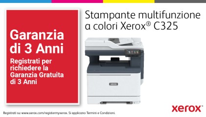 Xerox C325 A4 33 ppm Copia/Stampa/Scansione/Fax fronte/retro wireless PS3 PCL5e/6 2 vassoi 251 fogli