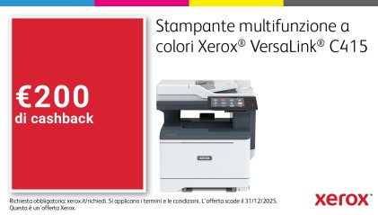Xerox VersaLink C415 A4 40 ppm Copia/Stampa/Scansione/Fax F/R PS3 PCL5e/6 2 vassoi 251 fogli