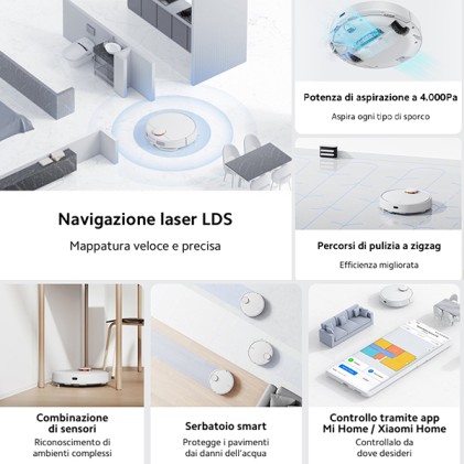 Xiaomi S10 aspirapolvere robot 0,3 L Senza sacchetto Bianco
