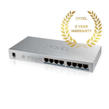 Zyxel Switch Managed 8 Porte Gigabit (8 Porte Poe, Fino A 60W), Chassis Metallo, Desktop