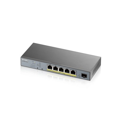 Zyxel Switch Managed Per Cctv: 5 Porte Gigabit Poe (Budget 60W) + 1 Porta Sfp, Nflex