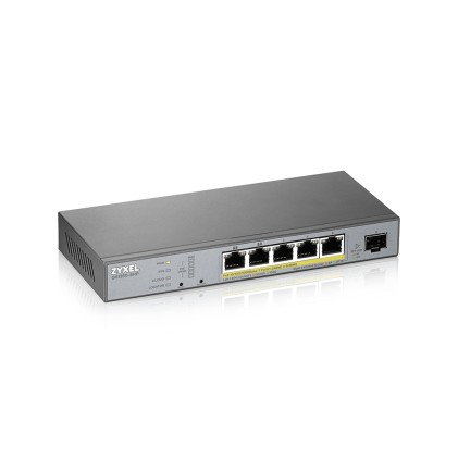 Zyxel Switch Managed Per Cctv: 5 Porte Gigabit Poe (Budget 60W) + 1 Porta Sfp, Nflex